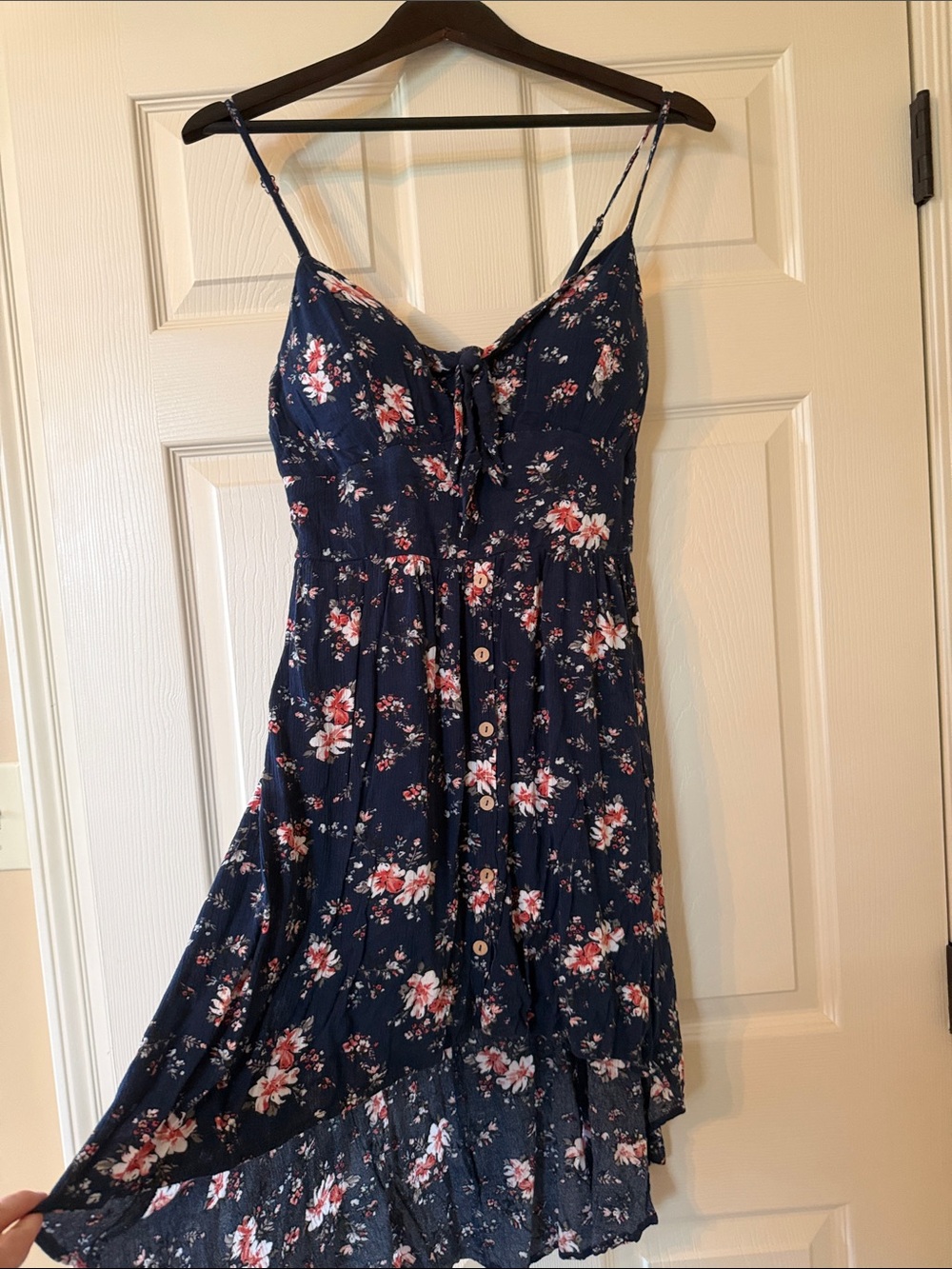 Navy Floral Button-Front Hi-Lo Sundress